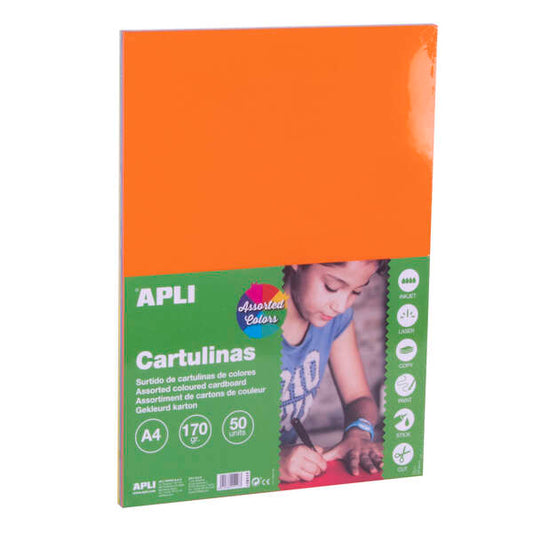 Apli Cartulinas Surtido Intenso A4 170g 50 Hojas
