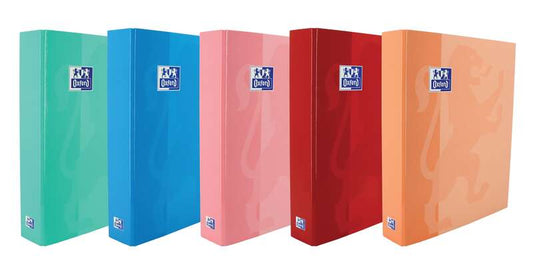 Oxford Carpeta de Anillas Classic Formato A4+ - Tapa Extradura Brillante - Anillas en Forma de D 40mm - Colores Surtidos - Cantidad: 10