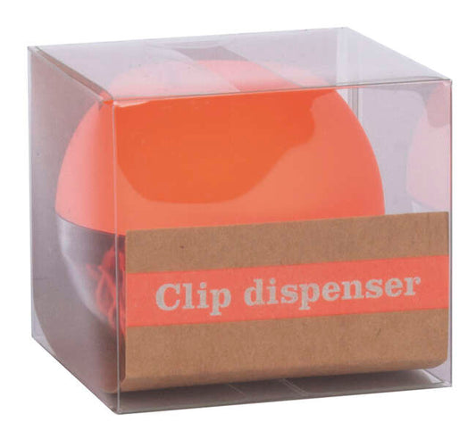 Apli Fluor Collection Dispensador de Clips - Ø 70x60 mm - Tapa Magnetica "Soft Touch" Naranja - Incluye 50 Clips Amarillo Fluorescente 28 mm