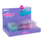 Apli Expositor Portarrollos Cinta Adhesiva Glitter Collection - 19x33mm - 4 Portarrollos Metacrilato Purpurina - Cuchilla Dentada - Dispensador Estable y Pesado - Ideal para Hogar, Oficina y Escuela