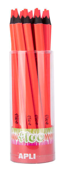 Apli Jumbo Fluor Lapices Triangulares 5mm de Grosor - Mejor Sujecion y Mayor Cobertura - Color Rojo Fluor