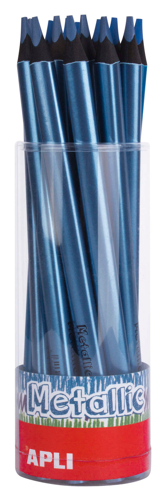 Apli Jumbo Metallic Lapiz Triangular de Color - 5mm de Grosor - Ideal para Mejor Sujecion - Mayor Cobertura en un Solo Trazo - Color Azul Metalizado