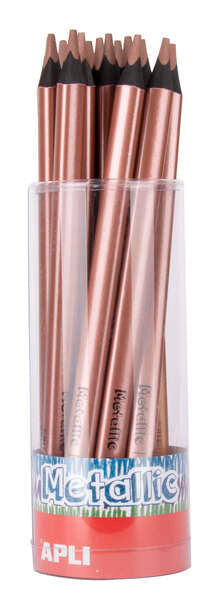 Apli Jumbo Metallic Lapiz Triangular de Color - 5mm de Grosor - Ideal para Mejor Sujecion - Mayor Cobertura en un Solo Trazo - Color Bronce Metalizado