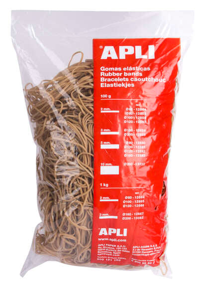 Apli Gomas Elasticas Ø 80 x 2mm - 1kg de Contenido - Gran Elasticidad y Excelente Resistencia - 70% de Caucho Natural