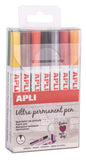 Apli Rotuladores Tinta Permanente Punta Fina - Pack 14 Colores - Base Aceite - Resistente Al Agua - Soporta Hasta 60°C
