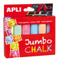 Apli Tizas Redondas Jumbo de Colores Surtidos - Tamaño Ø 25 x 105mm - Fabricadas con Sulfato de Calcio Bajo en Residuo - Ideales para Escribir, Dibujar y Colorear en Pizarras y Pavimentos - Aptas para Uso Escolar