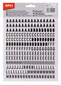 Apli Letras de Palo Mayusculas Adhesivas - Altura 10mm - Color Negro - Pack de 2 Hojas con 486 Letras