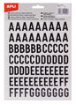 Apli Letras de Palo Mayusculas Adhesivas - Altura 20mm - Color Negro - Pack de 4 Hojas (301 Letras)