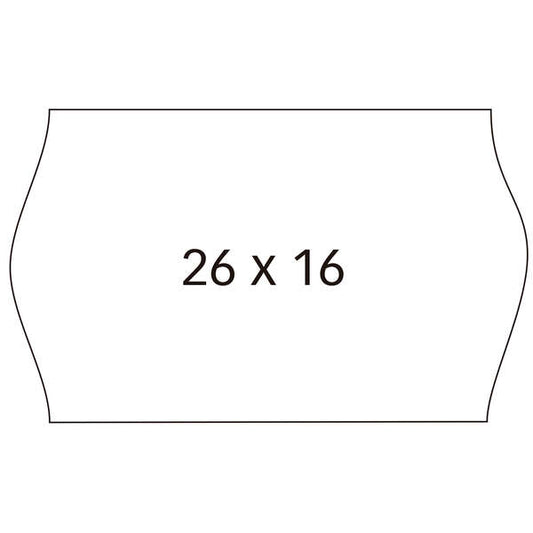 Apli Etiquetas Blancas de Alta Calidad para Maquinas Etiquetadoras de Precios de 2 Lineas - Tamaño 26 x 16mm - Adhesivo Removible - Cantos Sinusoidales - Pack de 6 Rollos con 1000 Etiquetas Cada Uno