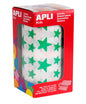 Apli Gomets Estrella Verde - 12.5mm y 19.5mm - Adhesivo Permanente - 2360 Gomets por Rollo - Ideal para Escuelas y Talleres Infantiles