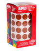 Apli Gomets Redondos Marron Permanentes - Ø 15mm - 59 Hojas Pretroqueladas - 2832 Gomets por Rollo - Ideal para Escuelas y Talleres Infantiles - Normas EN-71 y FSC Cumplidas