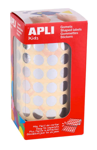 Apli Gomets Redondos Plata Metalizado - Ø 10.5mm - 5192 Unidades por Rollo - Desarrolla Habilidades y Capacidades en Niños