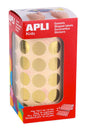 Apli Gomets Redondos Oro Metalizado - Ø 15mm - 2832 Gomets por Rollo - Adhesivo Permanente - Ideal para Escuelas y Talleres Infantiles