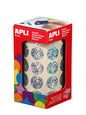 Apli Gomets Redondos Holograficos - Tamaño Ø 20mm - Adhesivo Permanente - 59 Hojas Pretroqueladas - 1770 Gomets por Rollo - Ideal para Escuelas y Talleres Infantiles