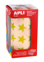 Apli Gomets Estrella Amarillo Metalizado - Tamaño 19.5mm - 1416 Gomets por Rollo - Adhesivo Base Agua - Normas EN-71 y FSC