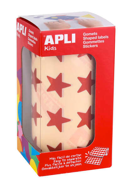 Apli Gomets Estrella 19.5mm - 1416 Unidades por Rollo - Adhesivo Permanente - Ideal para Actividades Infantiles