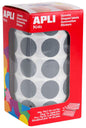 Apli Pack de 1770 Gomets Redondos Ø 20mm - 59 Hojas Pretroqueladas - Adhesivo Permanente - Ideal para Escuelas Infantiles y Colegios - Color Gris