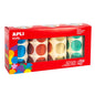 Apli Pack de 2.256 Gomets Redondos Ø 33mm - 4 Rollos de 564 Gomets - Adhesivo Permanente - Ideal para escuelas Infantiles y Colegios - Colores Metalizados Surtidos
