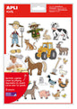 Apli Gomets Tematicos la Granja - 69 Gomets en 3 Hojas - Ilustraciones Educativas de Animales y Objetos de la Granja - Adhesivo Removible - Adhesivo Base Agua - Libre de Disolventes - Colorido