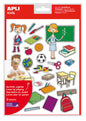 Apli Bolsa de Gomets Tematicos la Escuela - 78 Gomets en 3 Hojas - Adhesivo Removible - Ilustraciones Educativas - Adhesivo Base Agua - Libre de Disolventes - Colorido
