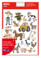 Apli Kids Pack de 276 Gomets Tematicos La Granja - Adhesivo Removible a Base Agua - Libre de Disolventes - Ideal para Escuelas - Divertidas Ilustraciones
