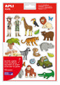 Apli Bolsa de Gomets Tematicos la Selva - 252 Gomets en 12 Hojas - Adhesivo Removible - Ideal para Escuelas - Cumple Normas EN-71 y FSC - Libre de Disolventes - Reciclable - Divertidas Ilustraciones - Colorido