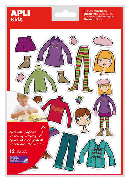 Apli Bolsa de Gomets Tematicos el Armario - 252 Gomets en 12 Hojas - Adhesivo Removible - Desarrollados con Educadores - Adhesivo Base Agua - Libre de Disolventes - Coloridos