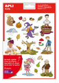 Apli Bolsa de Gomets Tematicos el Otoño - 72 Gomets en 3 Hojas - Adhesivo Removible - Ilustraciones Educativas - Adhesivo Base Agua - Libre de Disolventes - Coloridos