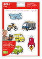 Apli Gomets Tematicos Transportes xL - 24 Gomets en 2 Hojas A4 - Ilustraciones de Medios de Transporte - Adhesivo Removible - Tamaño xL sin Borde - Adhesivo Base Agua - Libre de Disolventes - Colorido