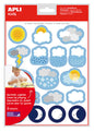 Apli Bolsa de Gomets Tematicos el Tiempo - 51 Gomets en 3 Hojas - Adhesivo Removible - Desarrollados con Educadores - Adhesivo Base Agua - Libre de Disolventes - Divertidas Ilustraciones - Enriquece Vocabulario - Habilidades Motoras - Coloridos