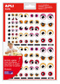 Apli Bolsa de 312 Gomets Tematicos con Ojos - Adhesivo Removible - Desarrolla Habilidades Motoras - Identifica Emociones - Color Rosa y Naranja