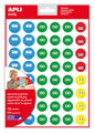 Apli Gomets Cara Feliz Ii - 576 Gomets por Bolsa - 4 Estilos de Cara Diferentes - Motivan y Premian a los Niños - Enseñan a Expresar Sentimientos - Adhesivo Base Agua - Libre de Disolventes