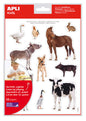 Apli Gomets Tematicos Realistas Animales de la Granja - 144 Gomets en 12 Hojas - Adhesivo Removible - Ideal para Desarrollar Habilidades Motoras - Adhesivo Base Agua - Libre de Disolventes - Gran Surtido Tematico
