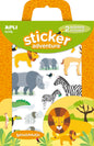 Apli Pack de 34 Pegatinas con Tematica Animales de la Sabana - Incluye 2 Escenarios 45x20cm y 34 Pegatinas - Ideal para Crear Historias y Aventuras