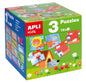 Apli Puzles Educativos - 24 Piezas de 7x7cm - Desarrollo de Habilidades y Capacidades - Tematicas: Animales, Casa y Estaciones - Ideal para Niños de 3 Años en Adelante - Formato de Cubo Resistente y Seguro
