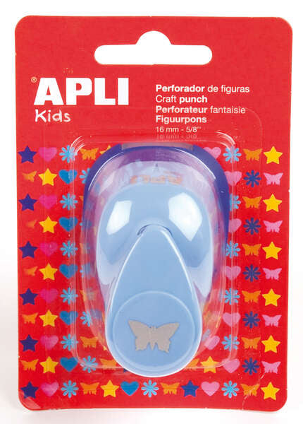 Apli Perforadora de Papel en Forma de Mariposa - Figura de 16mm - Perfora Papel, Carton y Cartulina de Hasta 220g/m² - Deposito de Papel - Doble Uso - Ideal para Scrapbooking, Manualidades y Decoraciones - Color Plateado