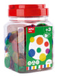 Apli Kit de 500 Piezas Redondas de Plastico Transparente - 25mm y 18mm - Ideal para Mesas de Luz y Practicas de Secuencias y Clasificaciones - Formato Maxi en Bote con Tapa - Colores Surtidos