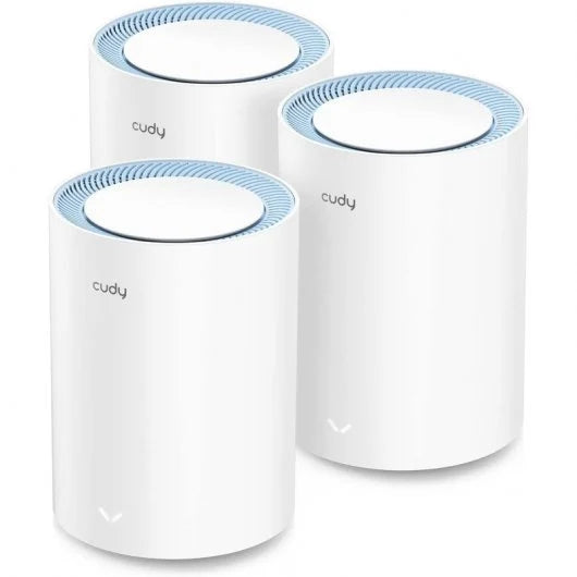 Cudy M1200 Pack de 3 Sistemas WiFi Mesh AC1200 Dual Band - 867Mbps en 5GHz, 300Mbps en 2,4GHz - 1x Puerto LAN 10/100Mbps, 1x Puerto WAN 10/100Mbps - 2 Antenas Internas