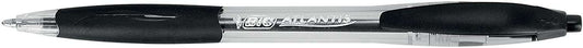 Bic Atlantis Classic Boligrafo Retractil - Punta de 1mm - Cuerpo Transparente con Grip - Color Negro - Cantidad: 12