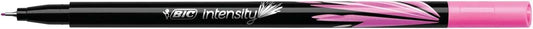 Bic Intensity Fine Rotulador de Punta Fina de 0.8mm - Trazo de 0.4mm - Tinta con Base de Agua - Color Rosa - Cantidad: 12