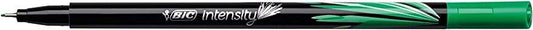 Bic Intensity Fine Rotulador de Punta Fina de 0.8mm - Trazo de 0.4mm - Tinta con Base de Agua - Color Verde - Cantidad: 12
