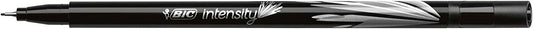 Bic Intensity Fine Rotulador de Punta Fina de 0.8mm - Trazo de 0.4mm - Tinta con Base de Agua - Color Negro - Cantidad: 12