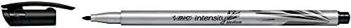 Bic Intensity Medium Rotulador de Punta Media de 0.8mm - Tinta con Base de Agua - Color Negro - Cantidad: 12