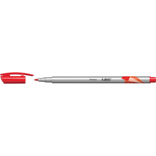 Bic Intensity Medium Rotulador de Punta Media de 0.8mm - Tinta con Base de Agua - Color Rojo - Cantidad: 12