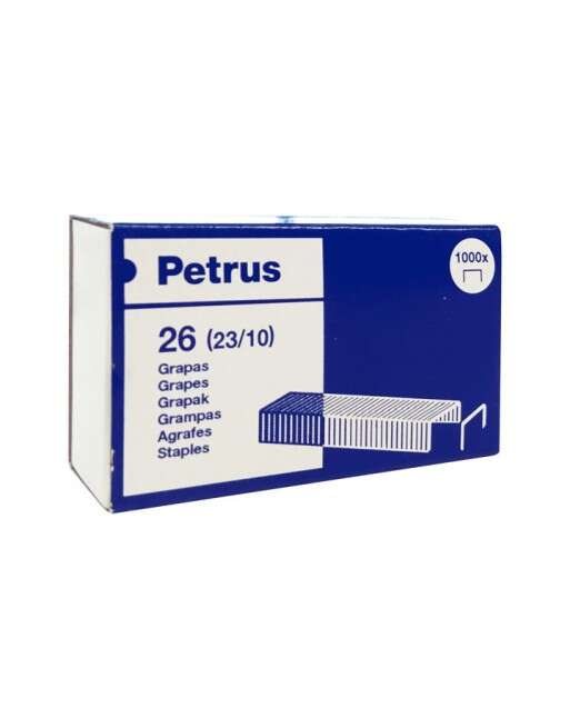 Petrus Caja de 1000 Grapas 23/10 Cobreadas - Hasta 70 Hojas - Patilla de 10mm
