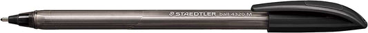 Staedtler Ball 4320 M Boligrafo Punta de Bola 1mm - Escritura Suave - Cuerpo Triangular - Color Negro - Cantidad: 10