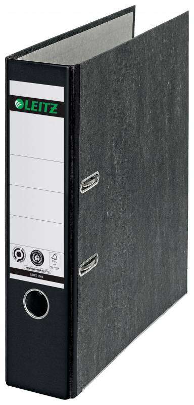 Leitz 180º Archivador de Palanca A4 - Lomo 80mm - Ollao, Rado y Tarjetero - 100% Carton Reciclado - Color Negro