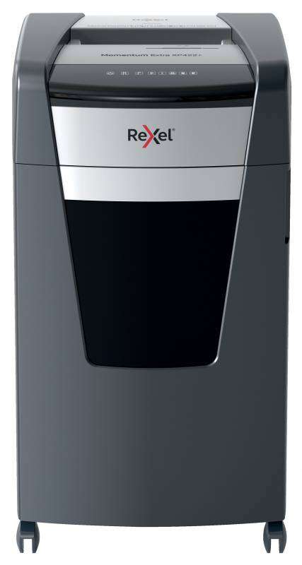 Rexel Momentum Extra XP422+ Destructora de Papel de Corte en Particulas sin Atascos - 22 Hojas A4 - Tecnologia de Deteccion Activa Anti Atascos - Alto Nivel de Seguridad P4 - Negro