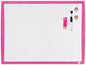Nobo Pizarra Blanca Magnetica 585x430mm - Incluye Mini Rotulador de Pizarra, Imanes Estampados y Borrador - Color Fucsia