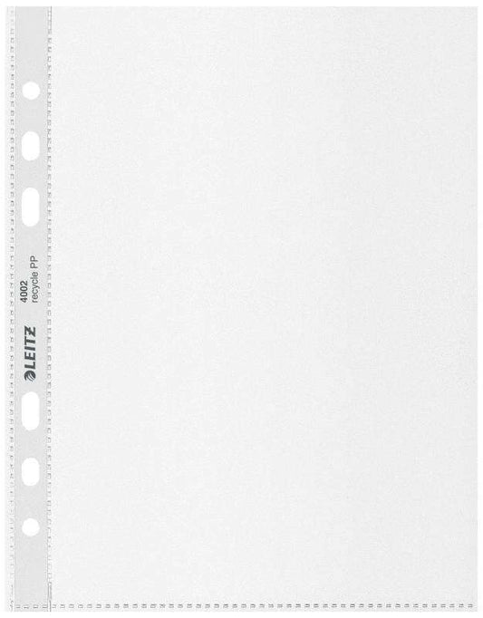 Leitz A5 Recycle Pack de 25 Fundas Mutitaladro A5 - 6 Taladros - Plastico Reciclado - 100% Reciclable - Transparente